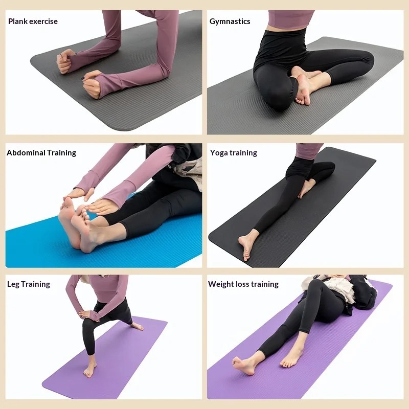 Pilates Yoga Mat Thickness - 特厚滑り止めヨガマット、衝撃吸収、幅広ピラティスフィットネスワークアウトマット、ホームジム、女性男性用、環境に優しいピンク