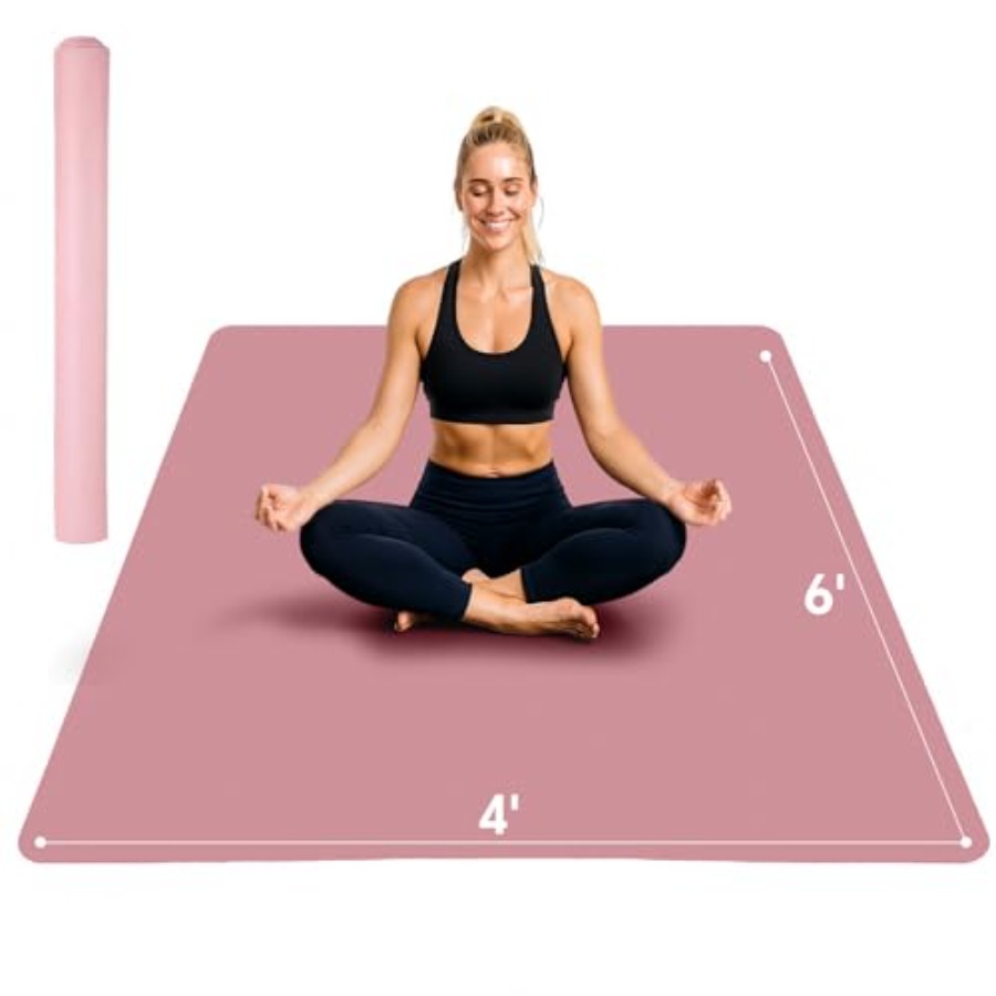 Pilates Yoga Mat Thickness - 特大ヨガマット、自宅トレーニング、ピラティス、ストレッチ用：6'x4'、厚さ1/3 1/4インチ、滑り止め、超耐久性、幅広エクササイズマット