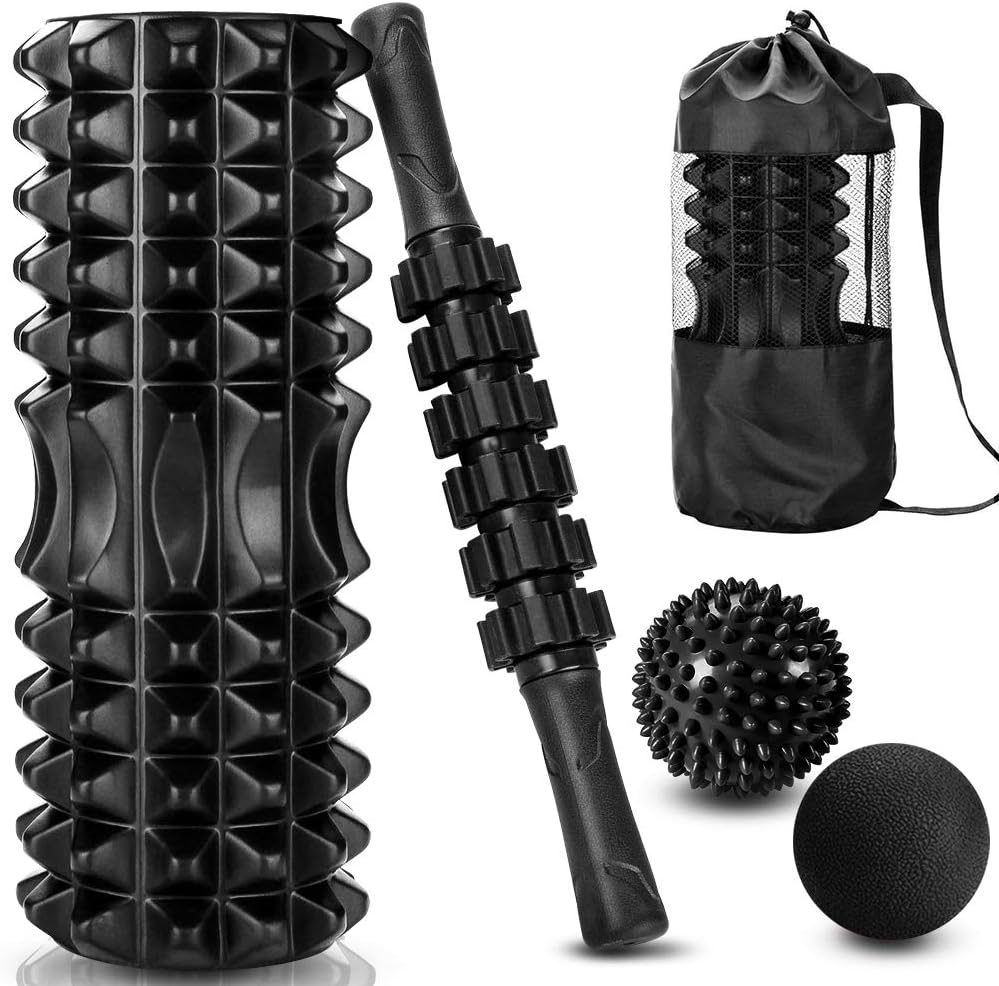Pilates Ball Mini - 5 in 1フォームマッスルマッサージセット,ディープマッスルマッサージスティック,ピラティス,ヨガ,全身,フィットネスエクササイズ