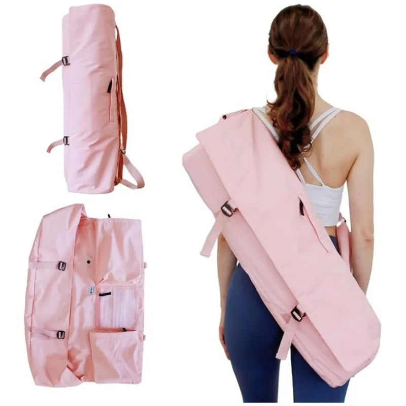 Yoga Mat Bag Carrier - ヨガマットバッグ、ウォーターボトルポケットとウェットボトムコンパートメント付き、多機能スポーツヨガマットストラップキャリア