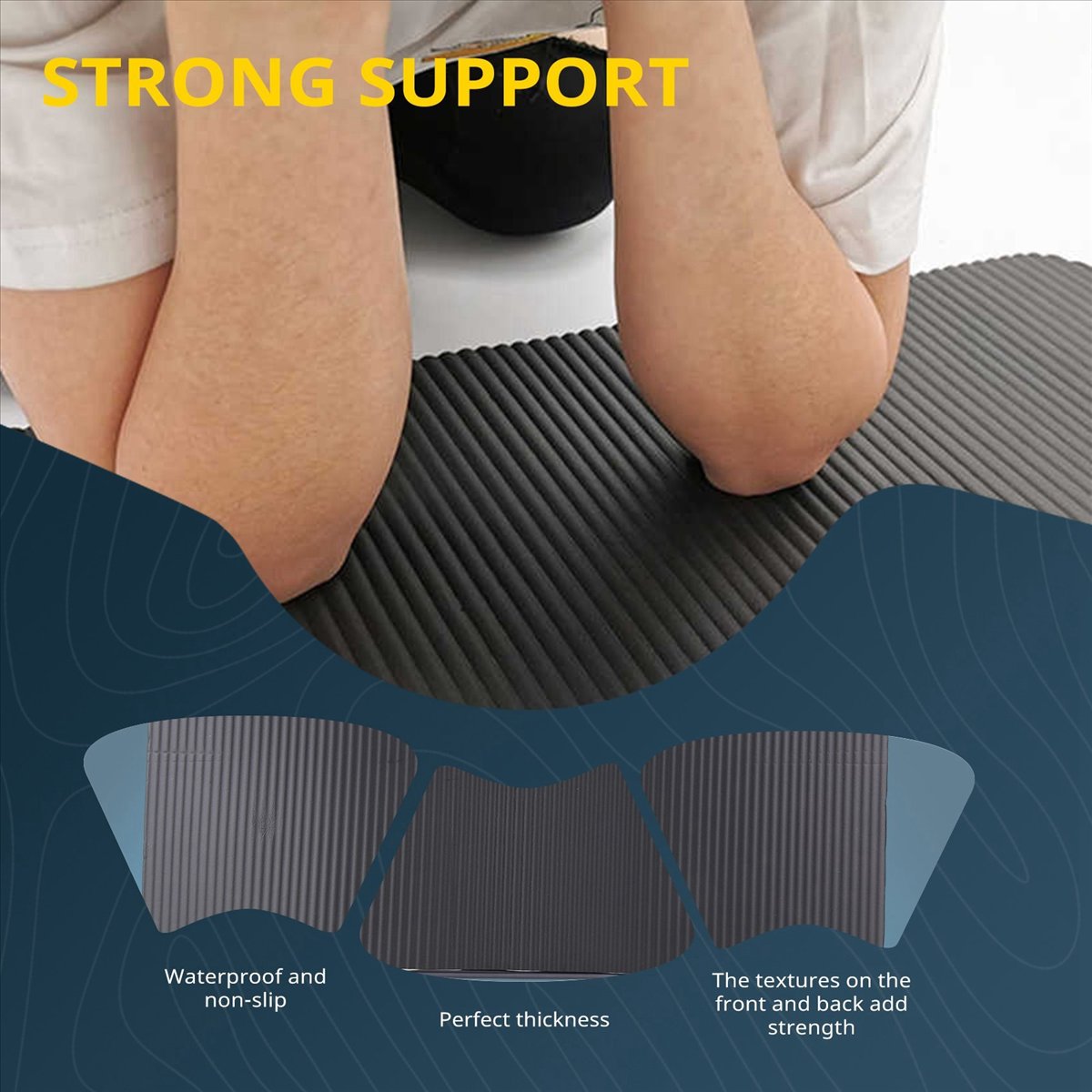 Pilates Yoga Mat Thickness - Doings 15MM厚ヨガマット コンフォートフォーム膝肘パッドマット エクササイズヨガピラティス屋内パッド フィットネストレーニング用 ブラック