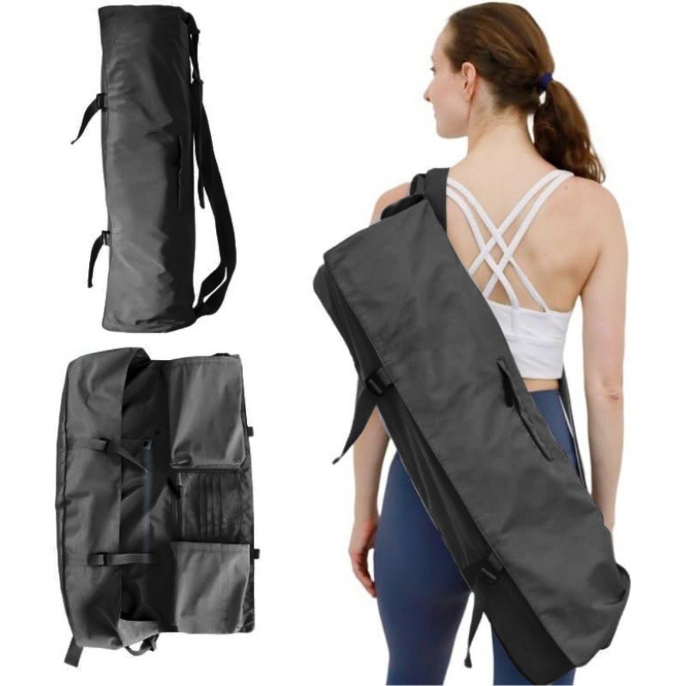 Yoga Mat Bag Carrier - 洗える防水ヨガマットバッグ、調節可能なショルダーストラップ付き、布製ヨガマットホルダーバッグ、メッシュポケット付き、ポータブルヨガマットキャリア