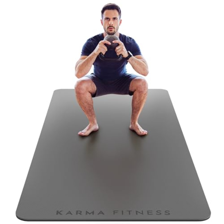 Pilates Yoga Mat Thickness - 大型エクササイズマット 超厚10mm TPEワークアウトマット 72x32 ノンスリップ ブラック/ヨガマット