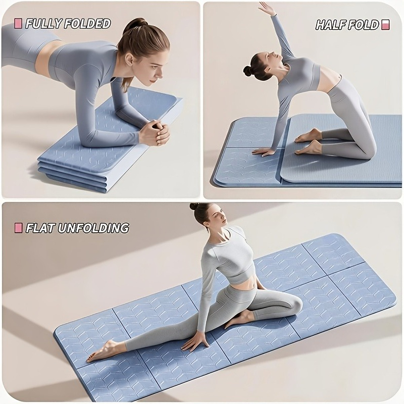 Pilates Yoga Mat Thickness - 滑り止め加工の特厚折りたたみ式ヨガマット、6mm厚折りたたみ式ヨガマット、TPE素材 | ヨガ、ピラティス、フィットネストレーニング、オフィス、自宅用