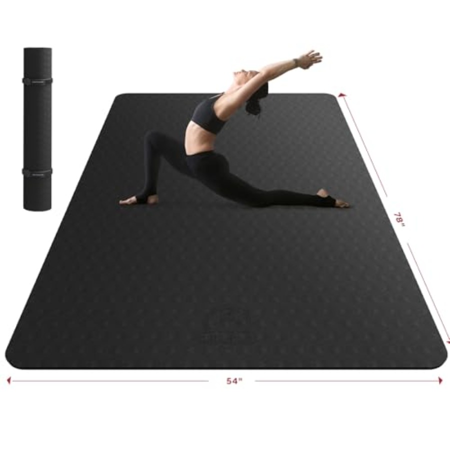 Pilates Yoga Mat Thickness - 家庭でのワークアウト、ヨガ、ピラティス、ストレッチ、カーディオ用の特大ヨガマット - 72x48x6mm、滑り止め、耐久性、厚くて幅広のエクササイズマット