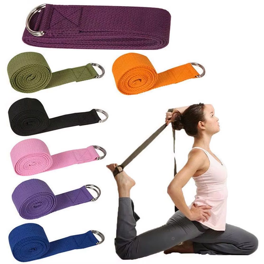 Pilates Yoga Ring - 180 センチメートルスポーツヨガストラップ耐久性のある綿調節可能な D リングバックル滑り止めヨガストレッチピラティスフィットネス用柔軟性を向上させます