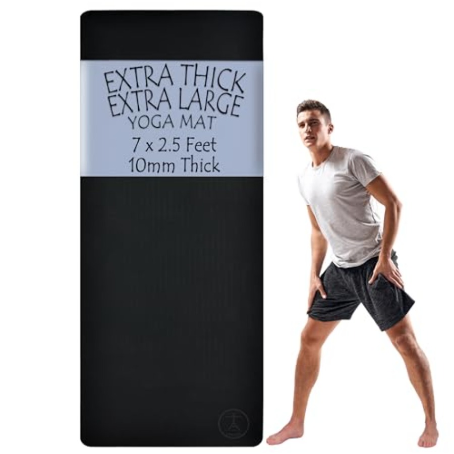 Pilates Yoga Mat Thickness - ホームワークアウト用ヨガマット、極厚10mm TPE、ブラック、優れた関節の緩衝性とXLサイズでピラティスやスタジオでの使用に最適