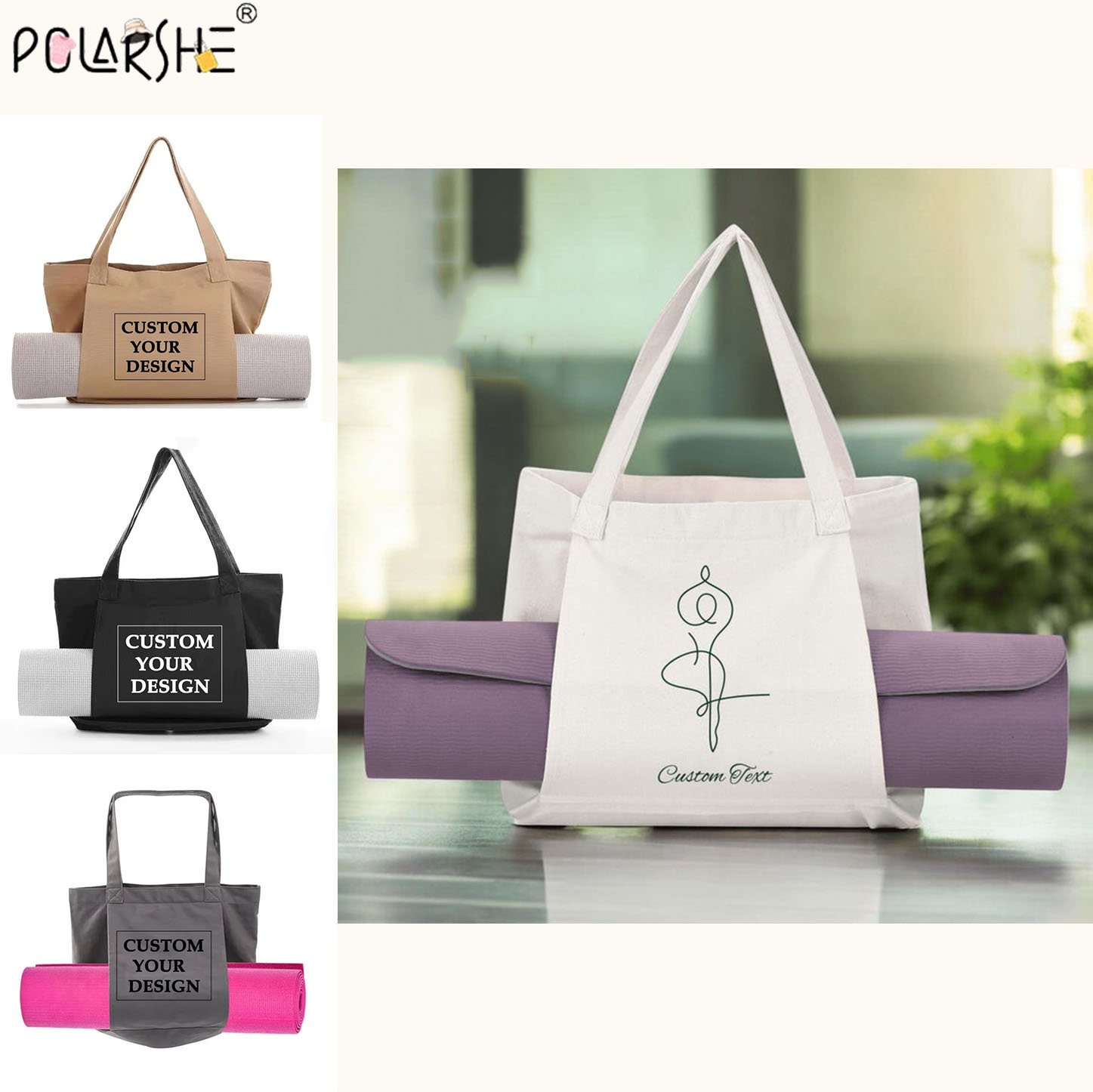 カスタムヨガマットトートバッグ、パーソナライズされたキャンバ - Yoga Mat Bag Carrier のレビューと価格