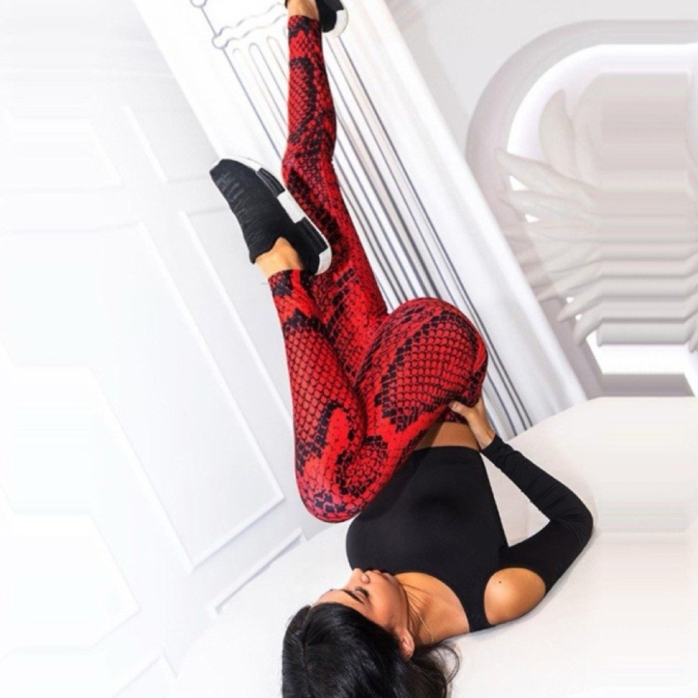 蛇柄プリントレギンス ピーチバット シームレスお腹引き締めパ - Pilates Yoga Legging のレビューと価格