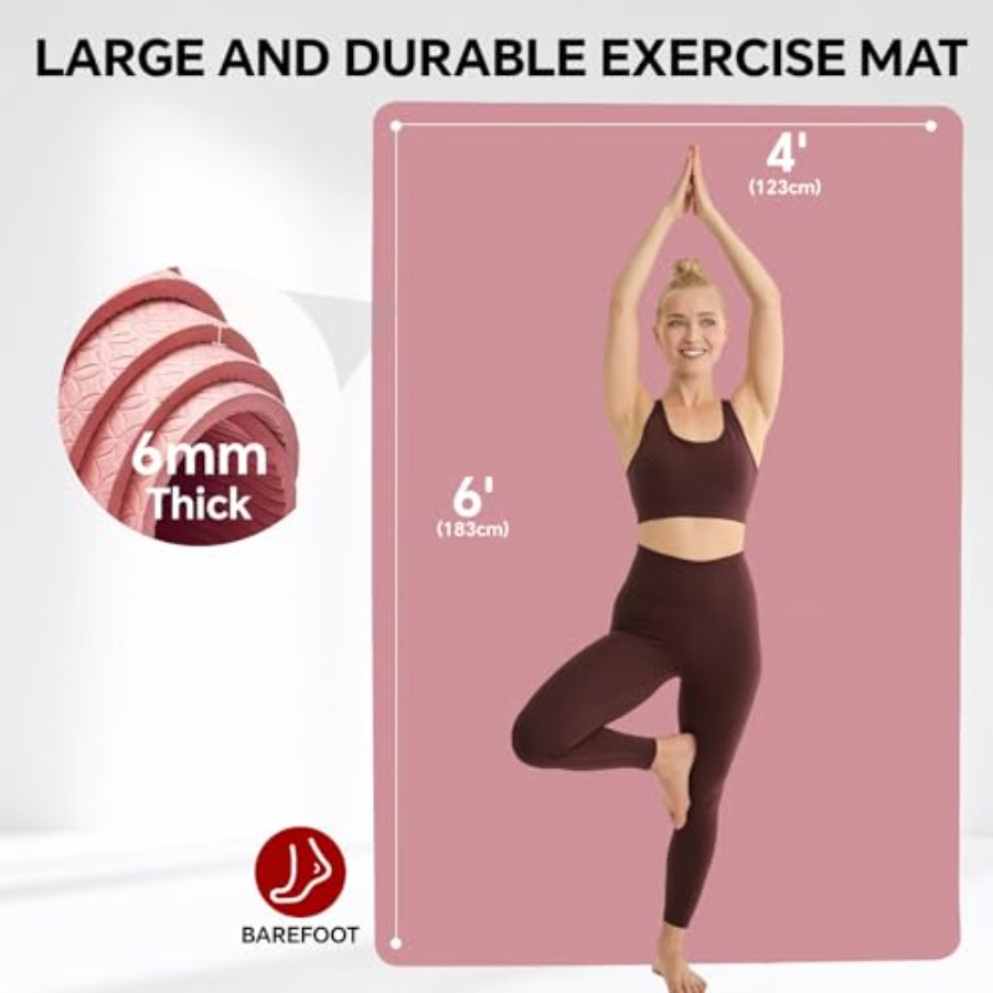 特大ヨガマット、自宅トレーニング、ピラティス、ストレッチ用： - Pilates Yoga Mat Thickness のレビューと価格