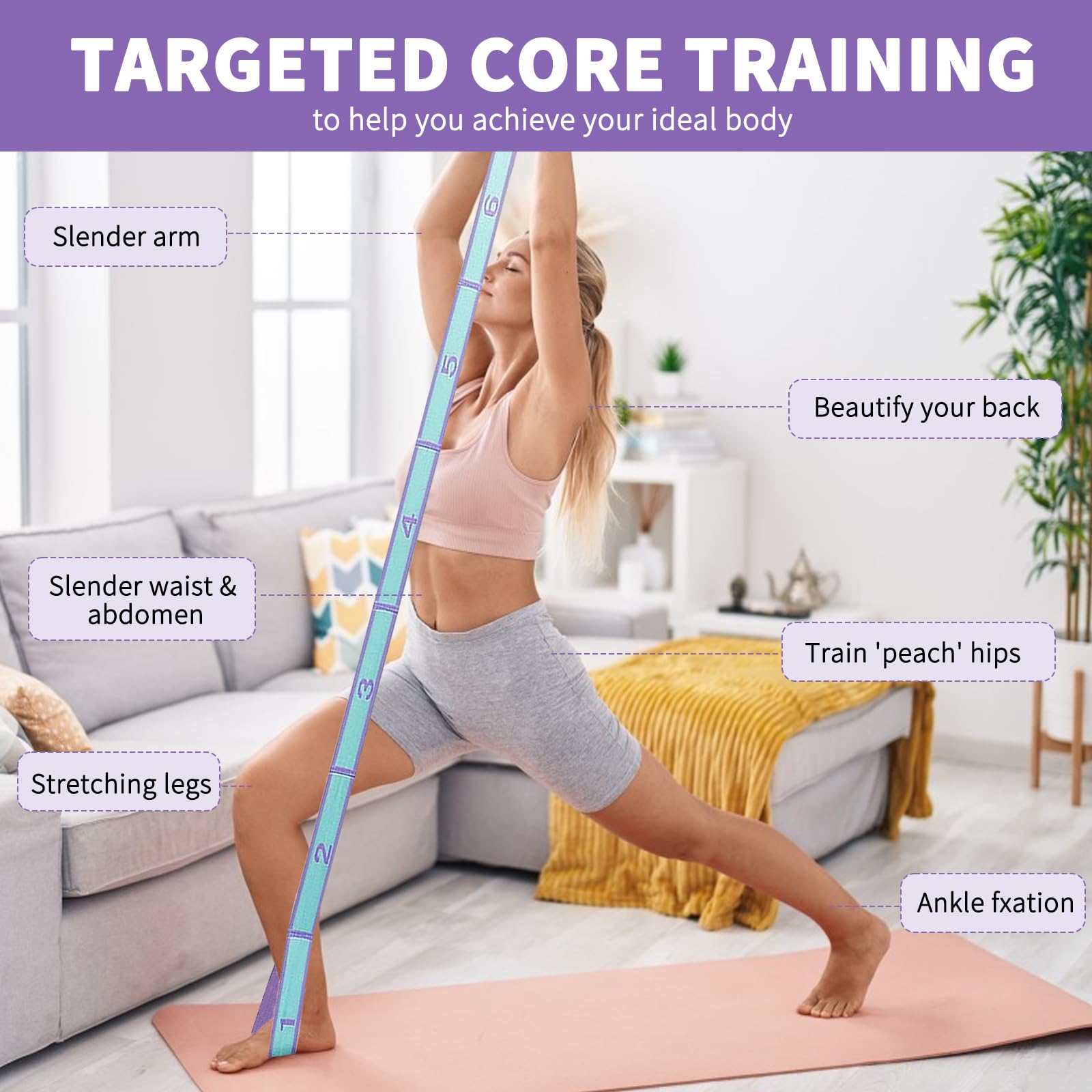 痩身抵抗バンドヨガ補助ストレッチベルト大人用ラテントレーニン - Pilates Yoga Hot のレビューと価格