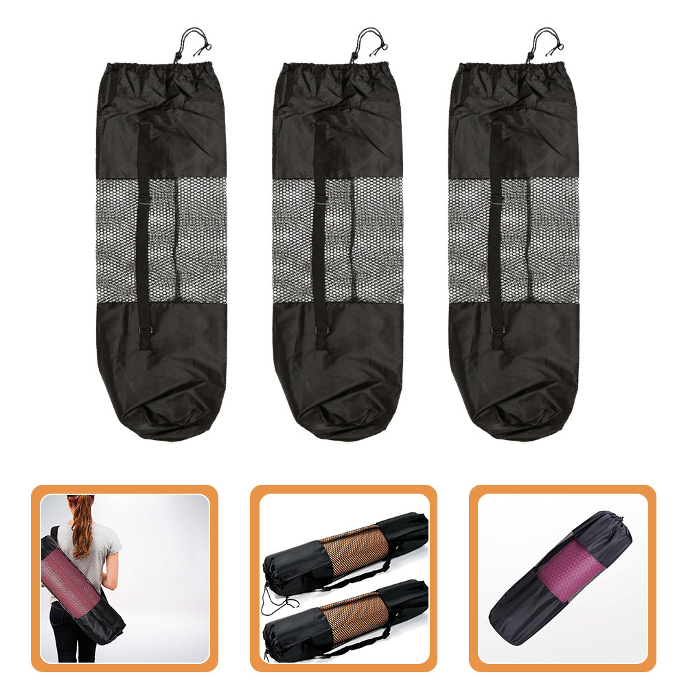 3 個ヨガマットメッシュバッグ調節可能な巾着収納キャリアアウ - Yoga Mat Bag Carrier のレビューと価格