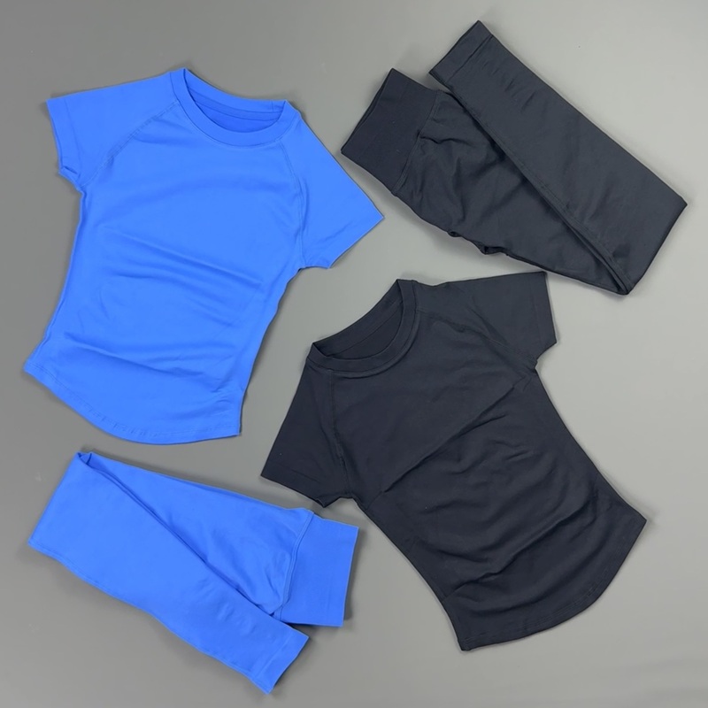 2 ピースジムセット女性ラグラン半袖スポーツトップハイウエス - Pilates Yoga Legging のレビューと価格