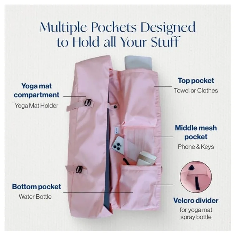 ヨガマットバッグ、ウォーターボトルポケットとウェットボトムコ - Yoga Mat Bag Carrier のレビューと価格