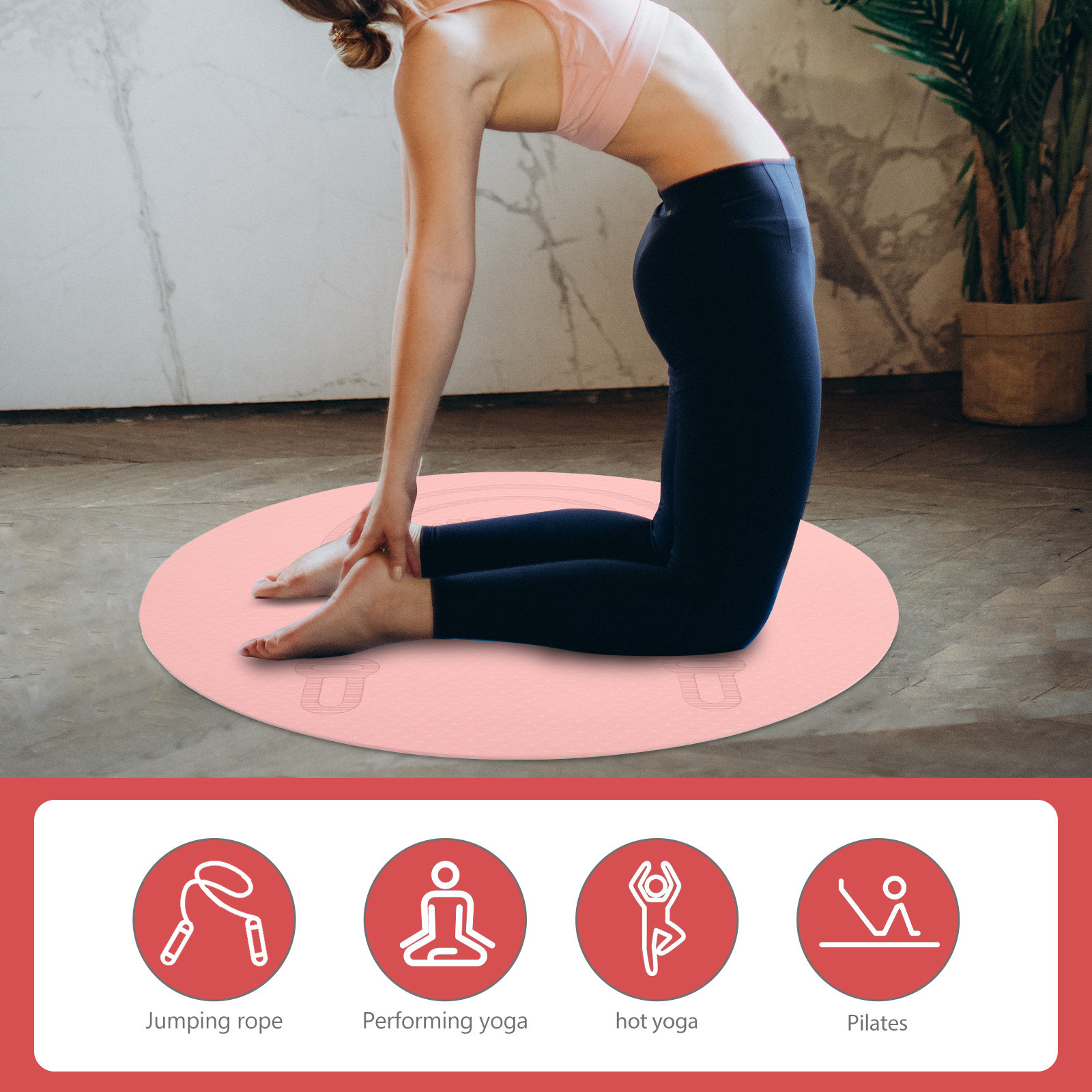 TPE製ジャンプロープマット、滑り止め、弾力性、無臭、ヨガ、 - Pilates Yoga Hot のレビューと価格