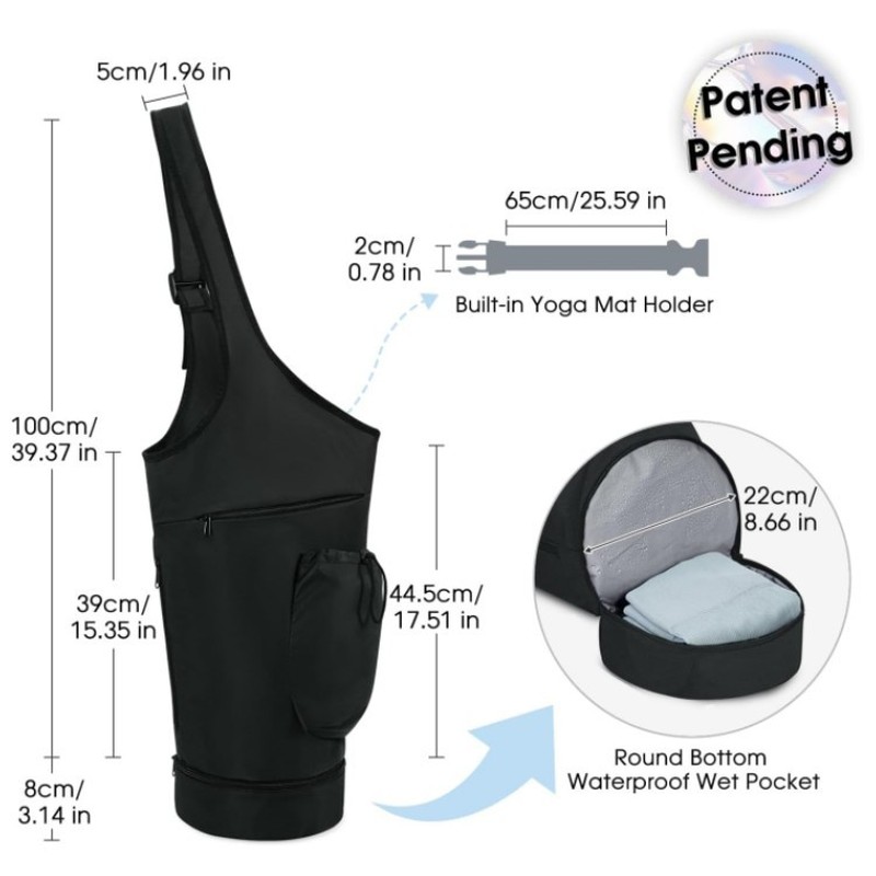 大きな開口部と長いハンドルが付いたヨガマットキャリーバッグ、 - Yoga Mat Bag Carrier のレビューと価格