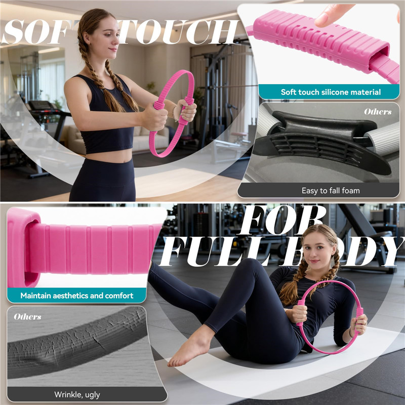 環境に優しいダブルハンドルシリコンヨガリングマジックサークル - Pilates Yoga Ring のレビューと価格