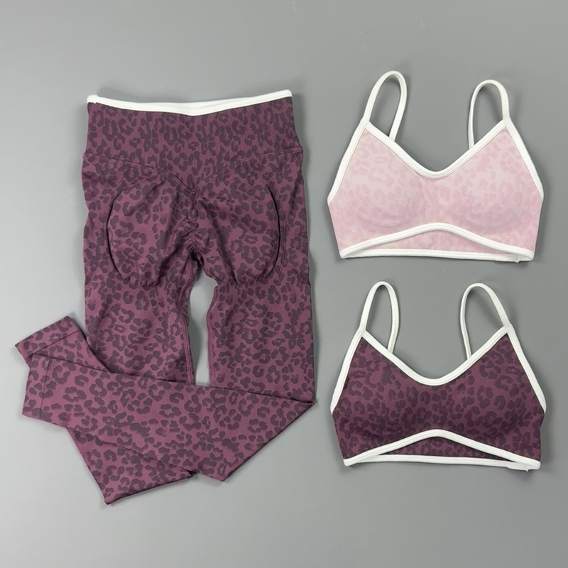 2ピースヨガセット レディース レオパード柄 薄型ストラップ - Pilates Yoga Legging のレビューと価格