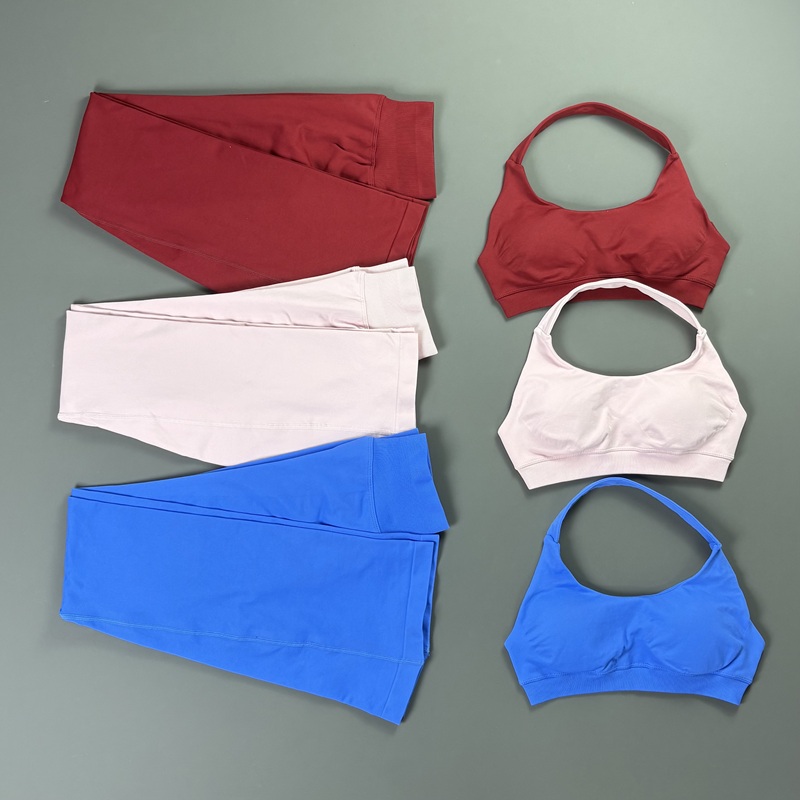 2ピースベルボトムレギンスセット レディース 無地 ホルター - Pilates Yoga Legging のレビューと価格