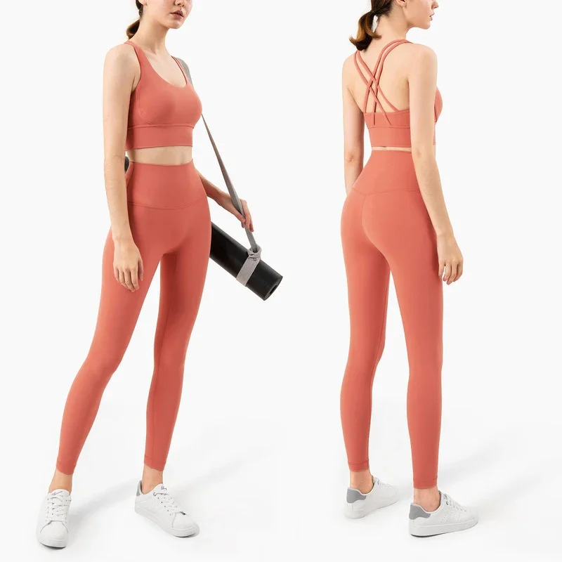 夏の新 2 ピースヨガ服女性のトラックスーツアスレチッククロ - Pilates Yoga Legging のレビューと価格