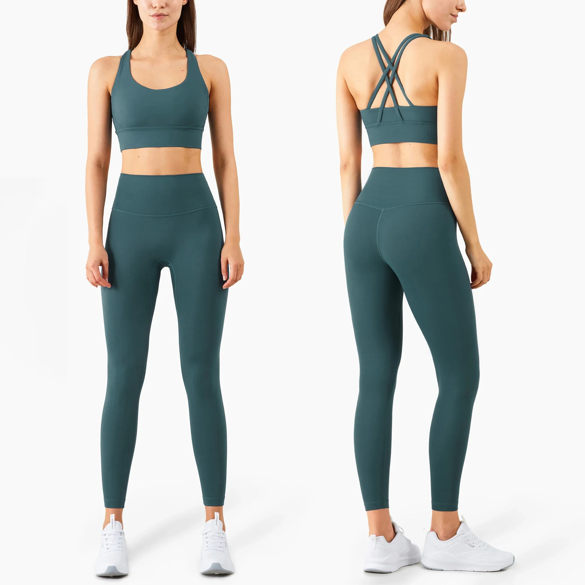 夏の新 2 ピースヨガ服女性のトラックスーツアスレチッククロ - Pilates Yoga Legging のレビューと価格